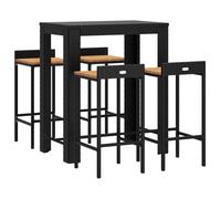 (grey, 5 piece) vidaXL Garden Bar Set Bar Table and Chair Poly Rattan and Solid Wood Acacia