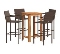 Garden Bar Set Bar Table and Chairs Solid Wood Acacia and Poly Rattan vidaXL