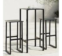 Garden bar set Black Powder-Coated Steel 3pc Bistro Table 50x50x110cm +2stools80