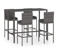 (130 x 60 x 110 cm/ 4 piece) vidaXL Garden Bar Set with Cushions 3/5/7 Piece Black/Grey 130x60/70x70cm