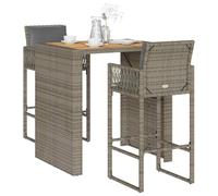 Garden Bar Set Grey 105x80x110cm PE Rattan Powder-Coated Steel Acacia w/cushions