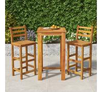 Garden bar set Natural Acacia 60x60x105cm Solid Acacia Wood Bar 1xTable+2xChairs