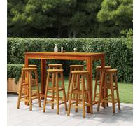 Garden bar set Outdoor 120cm Solid Acacia Wood Oiled Natural 1pc Table seats 4.