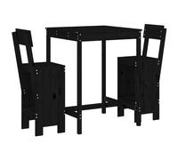 vidaXL Garden Bar Set Outdoor Bar Table & 2 Stools, 3-Piece Solid Wood Pine, Black, 82.5x82.5x110cm