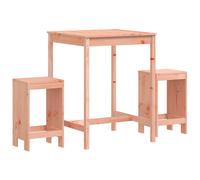 (natural douglas) vidaXL Garden Bar Set Outdoor Bar Table Set Bar Stool 3 Piece Solid Wood Pine