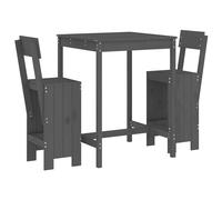 (grey pine) vidaXL Garden Bar Set Outdoor Bar Table Set Bar Stool 3 Piece Solid Wood Pine