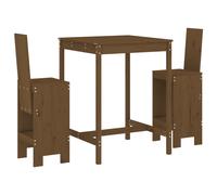 (grey pine) vidaXL Garden Bar Set Outdoor Bar Table Set Bar Stool 3 Piece Solid Wood Pine