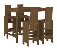Garden Bar Set Outdoor Bar Table Set Bar Stool 5 Piece Solid Wood Pine vidaXL