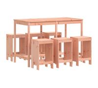 (natural douglas) vidaXL Garden Bar Set Outdoor Bar Table Set Bar Stool 7 Piece Solid Wood Pine