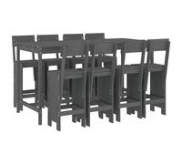 Garden Bar Set Outdoor Bar Table Set Bar Stool 9 Piece Solid Wood Pine vidaXL