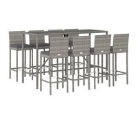 Garden Bar Set Outdoor Table and Chair Set with Cushions Poly Rattan vidaXL