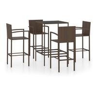 vidaXL Garden Bar Set 5 Piece Poly Rattan Brown Outdoor Furniture Table Chairs
