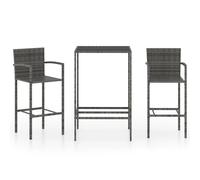 vidaXL Garden Bar Set 5 Piece Poly Rattan Brown Outdoor Furniture Table Chairs