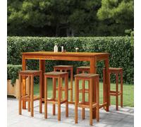 Garden Bar Set Solid Acacia Wood 120x60x105cm Table +4 Stools Natural Oil Oiled