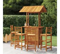 Garden Bar Set Solid Acacia Wood Brown 113x106x217cm 1 Table 2 Stools oil-finish