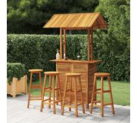 Garden Bar Set Solid Acacia Wood Brown 113x106x217cm 1 Table 2 Stools Oil-Finish
