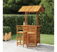 Garden Bar Set Solid Acacia Wood Brown Outdoor 113x106x217cm Table+2Stools 75cm