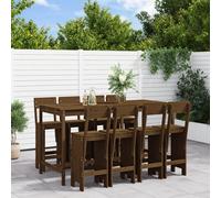 Garden bar set solid pine honey brown 203.5x90x110cm 9pc outdoor pub + 8 stools