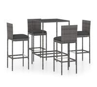 (130 x 60 x 110 cm/ 4 piece) vidaXL Garden Bar Set with Cushions 3/5/7 Piece Black/Grey 130x60/70x70cm