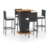 Garden Bar Set with Cushions 3/5/9 Piece Black/Grey 60x60/80x80 cm vidaXL