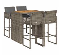 Garden Bar Set Grey 105x80x110cm PE Rattan Powder-Coated Steel Acacia w/cushions