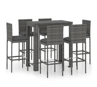 Garden Bar Set with Cushions Patio 3/5/7/9 Piece Multi Sizes Black/Grey vidaXL