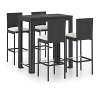 (100 x 60.5 x 110.5 cm/ 4 piece) vidaXL Garden Bar Set with Cushions Patio 3/5/7/9 Piece Multi Sizes Black/Grey