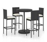Garden Bar Set with Cushions Patio 3/5 Piece Black/Grey 60.5/75.5 cm vidaXL