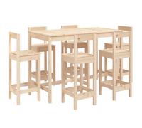 Garden Bar Set Wooden Table and Chairs Pub Set 7 Piece Solid Wood Pine vidaXL