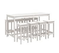 Garden Bar Set Wooden Table and Chairs Pub Set 9 Piece Solid Wood Pine vidaXL