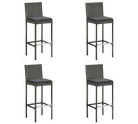 Garden Bar Stools with Cushions 4 pcs Grey Poly Rattan Berkfield Home Grey One Size