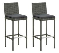 Garden Bar Stools with Cushions Poly Rattan Outdoor Lounge Seat Stool vidaXL