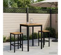 Garden Bar Table 60 x 60.5 x 105 cm Whitewash and Black Solid Acacia Wood