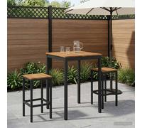 Garden Bar Table 70 x 68.5 x 105 cm Natural and Black Solid Acacia Wood