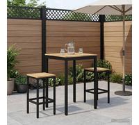 Garden Bar Table 70 x 68.5 x 105 cm Whitewash and Black Solid Acacia Wood