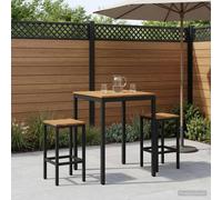 Garden Bar Table Natural and Black Outdoor 80 x 80.5 x 105 cm Solid Acacia Wood