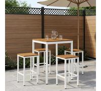 Garden Bar Table Outdoor 80 x 80.5 x 105 cm Natural and White Solid Acacia Wood