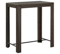 vidaXL Garden Bar Table Brown Poly Rattan Outdoor Bistro Pub Counter Tea Table