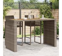 Garden Table with Acacia Wood Top Outdoor Dining Table Poly Rattan vidaXL