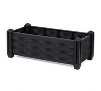 Garden Bed Planter Box Black Rattan Effect Raised Plastic Flower Bed Kit for Flowers, Herbs & Vegetables | Easy Assemble Outdoor Patio Planter | Durable Weather Resistant Plastic | 64.5 x 20cm
