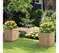Outsunny 37L Wooden Garden Planter & Bench Combination Garden Raised Bed Patio Park Natural 176 x 38 x 40 cm