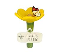 Garden Bee Bath & Wildlife Water Station - Safe Drinking Spot for Bees, Butterflies & Birds with Floating Landing Pad - Colourful Resin Flower Dish for Patio, Lawn & Flower Bed Decor