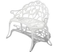 Garden Bench 100 cm White Cast Aluminium Scrollwork Floral Outdoor Patio Seat 2