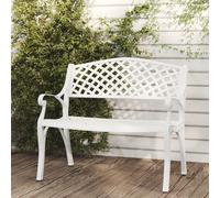vidaXL Garden Bench 102 cm Cast Aluminium White UK NEW