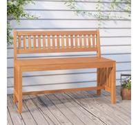 Garden bench 110cm Solid eucalyptus wood Natural finish Slatted backrest patio.