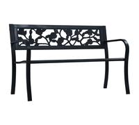 Garden Bench 125cm Black Steel Wood Outdoor Patio Seating Furniture vidaXL