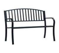 vidaXL Garden Bench 125cm Black Steel Wood Outdoor Patio Seating Furniture