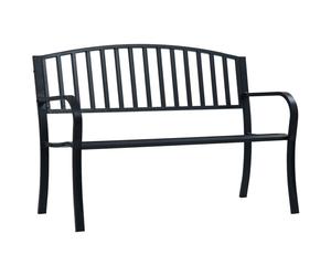 Garden Bench 125cm Black Steel Weather-Resistant Patio Seat 2-Seat 110kg Curved