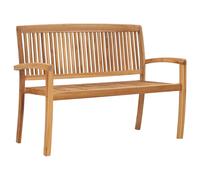 Garden Bench 128.5cm Solid Teak Hardwood Natural Finish Outdoor 2-Seater Stacked