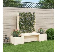 Garden Bench 173x49x135.5cm White PP Planter Cozy Seat with Trellis & 2 Planters